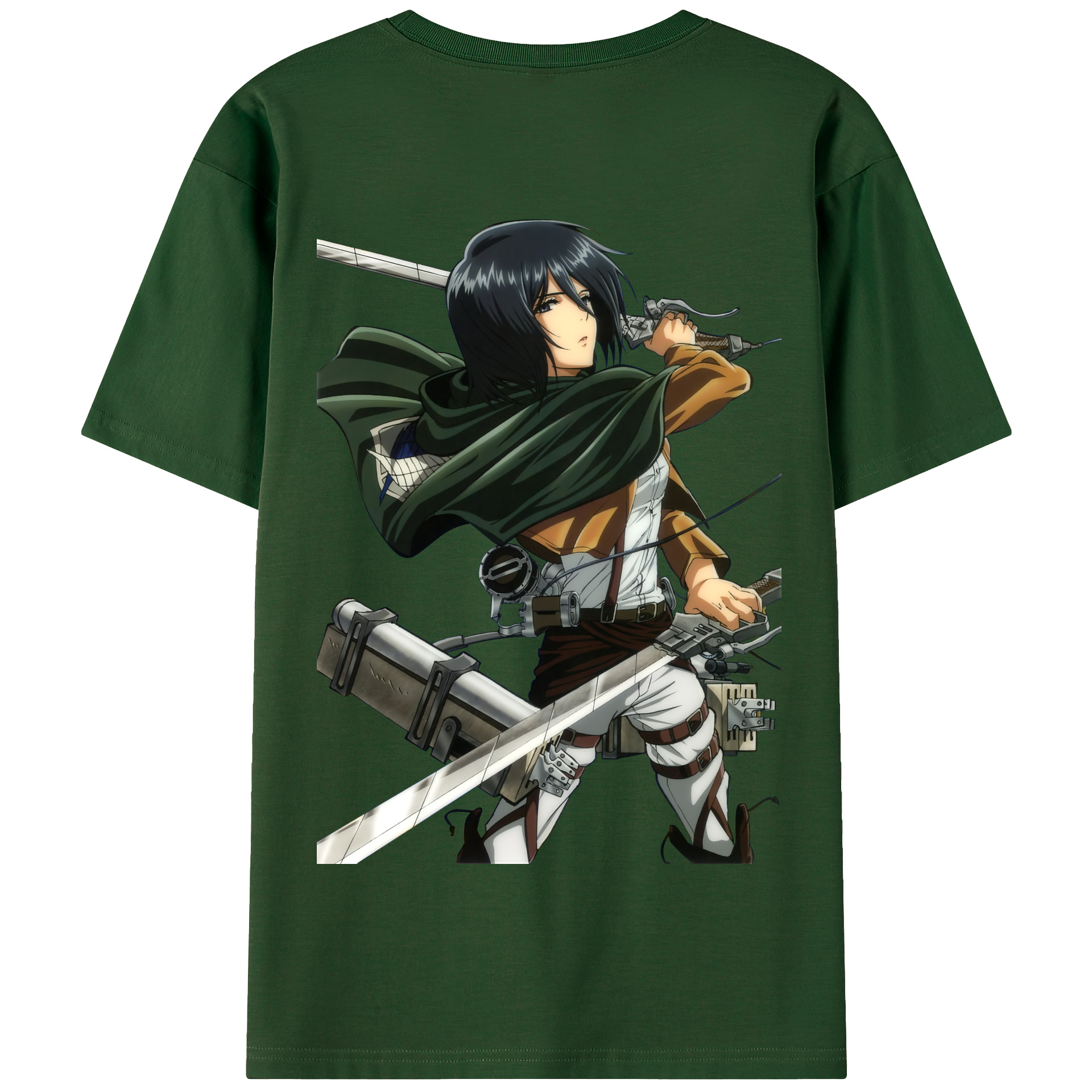 （画像用） 進撃の巨人 ミカサ·アッカーマン Attack on Titan Mikasa Ackerman 綿100％半袖Tシャツ（背面プリント）